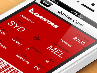 Passbook app boarding pass flight mobile passbook ticket ui