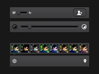 Dark iOS UI parts activity button feed filter icon icons ios map pin psddd slider ui white