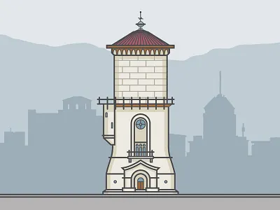 Old Fresno Water Tower california clean fresno ignition labs mountains skyline vector water tower