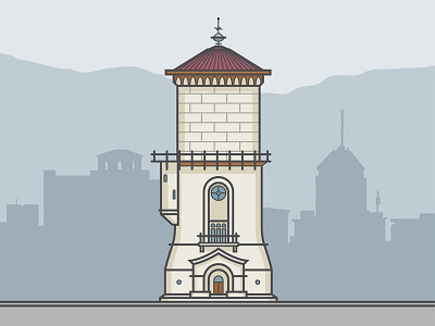 Old Fresno Water Tower california clean fresno ignition labs mountains skyline vector water tower