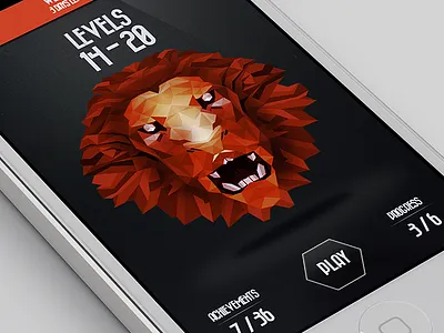 Level Select [iPhone UI/UX] app flat game hex hexagonal ios iphone isomorphic level low poly lowpoly photoshop render screen ui ux word