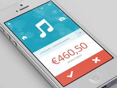 Spending Control iPhone App app awesome buttons carousel clean cross dropdown gui icons interface ios iphone minimal mobile money navigation tick ui ux web design