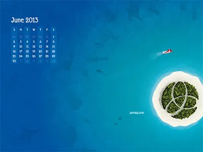 June Wallpaper blue calendar desktop green illustration island june logo oasis ocean sea vector wallpaper