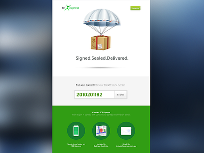 TCF Express - New website courier deliver green icons mail package packaging post postage send ui web website