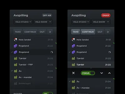 Send result admin clean dark focus icon list panel result toggle ui ux