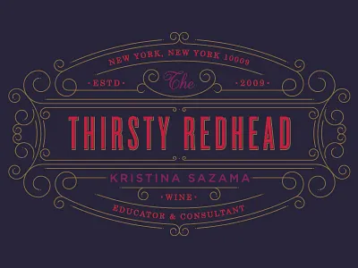 The Thirsty Redhead :: Concept One all caps braizen delicate detailed details new york sans serif serif sommelier swashes type uppercase wine wine educator consultant