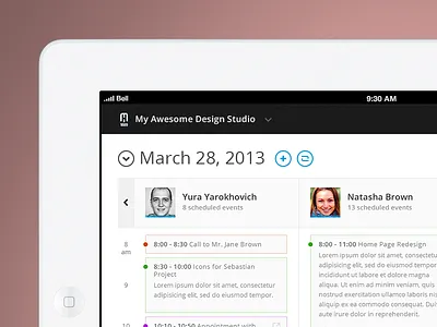 Calendar - Daily View add app black calendar circle design event grid ios meeting minimal responsive task timeline timesheet ui ux web website