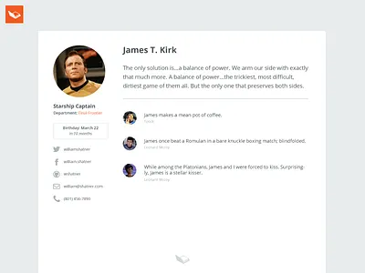 Dossier Profile page avatar dossier kirk profile