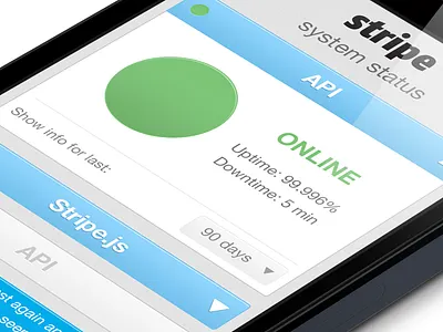 Stripe Status Page v1 api bars blue circle green ios iphone offline online responsive status stripe twitter website