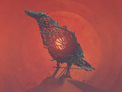 The Herald 3d bird c4d cg cinema 4d crow digital illustration orange
