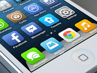 iOS 7 Flat Homescreen Concept concept flat homescreen icon icons idea ios ios 7 iphone mockup ui