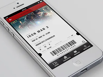 Movie Tickets App app design gui ios iphone iron man movie receipt tab bar ticket ui ux