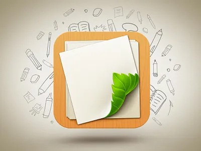 Loose Leaf app icon app icon artua brown game art glyphs green icon illustration ios ipad iphone leaf minimalistic paper pictogram sketch texture white wood