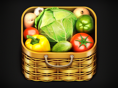 Vegetables Tree IOS Icon 3d basket cucumber fresh galic growing plants handle ipad iphone pepper potatoe realistic slick tomatoe vegetables veggy vegitable wood