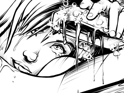 Alice Down the Rabbit Hole alice in wonderland cartoon comic graphic novel ink line art pen and ink story art