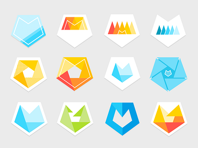 Branding experiments badge branding experiment geometric graphic design identity logo pentagon personal ui ux