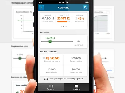 App merchant analytic blue clean data graph icons interface ios iphone minimal orange progress bar simple statistic ui user interface ux white
