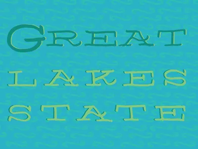 Michigan: The Great Lakes State colorful detroit drawn hand drawn illustration michigan personal postcard revamp series