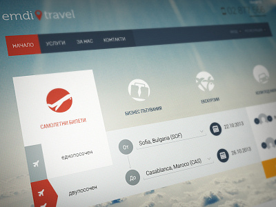 Travel web // flight search blue circle design flat flight form minimalistic modern red search sky ticket ui