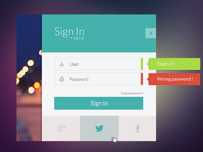 Sign in form - UX/UI design flat form interface sign in ui ux web design