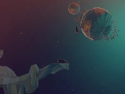 Family Road Trip to Mars 3d c4d geo geo a day geometric low poly minivan polygon