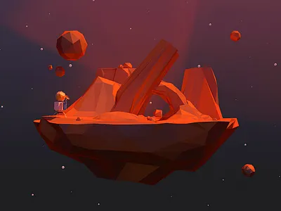 Mini Red Poly-Planet 3d c4d geo geometric lander planet poly polygon red space