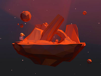 Mini Red Poly-Planet 3d c4d geo geometric lander planet poly polygon red space