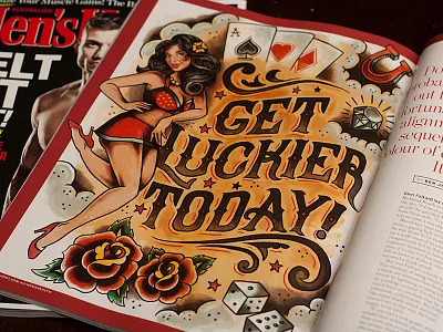 Get Luckier Today - Men's Health Magazine americana art castle derrick derrick castle design drawing editorial graphic design illustration mens health nashville straw castle tattoo