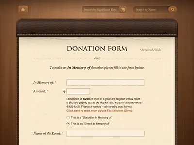 Rememberance book form book brown form leather skeuomorphism wood