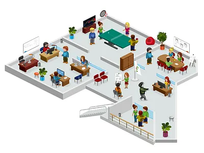 PixelArt Floor Plan dart117 inforgraphics izometric office office people pixleart poster pдan scheme zombie