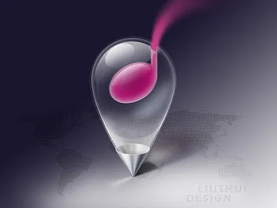 Where is the music? glass icon liushui location music red