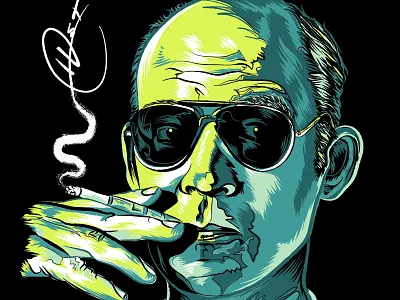 Hunter S. Thompson Portrait adobe illustrator brand branding design drawing graphic design hunter s thompson hunter s. thompson illustration logo portrait screen print vector vector art vector drawing vector portrait