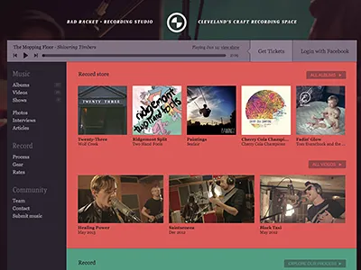 badracket.com v5 is live! album audio facebook music player record recording soundmanager2 video vimeo