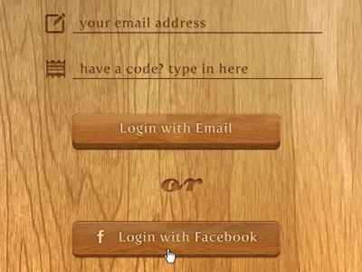 Recipe App Login app button ipad login pressed recipe tab ui wood