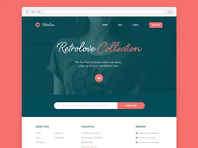 Retro / Homepage clean flat green homepage light minimal red wip