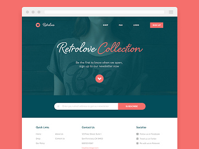 Retro / Homepage clean flat green homepage light minimal red wip