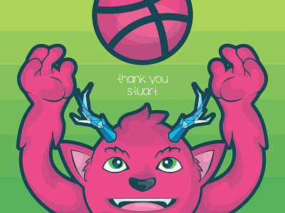 Thank You! debut dribbble green monster pink player thank you