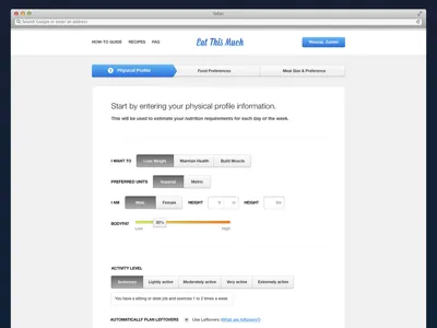 Physical Profile clean design site ui web white
