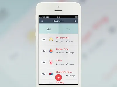 Restimate Listview add distance iphone list listview map minutes