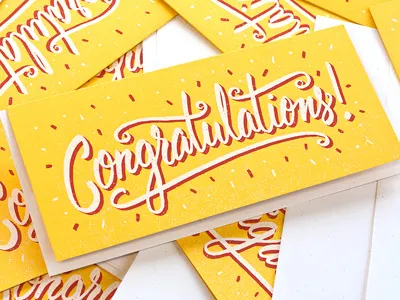 Congratulations! congrats hand done screenprint script swirly type typography