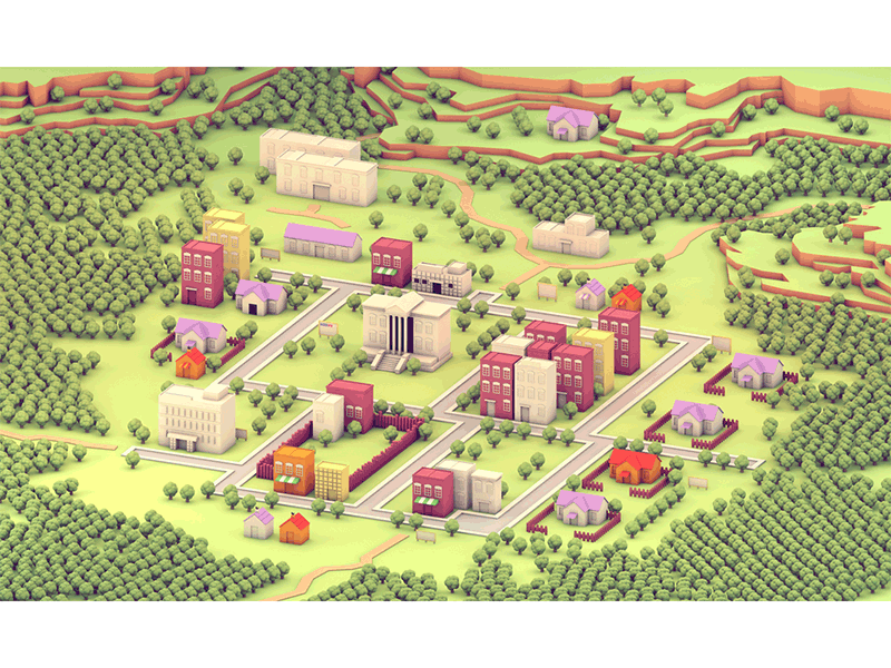 Onett - EarthBound [Day/Night] [GIF] awning billboard buildings canopy city cliff earthbound game grass hills house iam8bit landscape mother 2 ness nintendo onett roads roadways setting show sidewalk sign snes town trees video game village