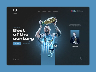 Lionel Messi - UI Design Concept argentina blue site dark design graphic design landing page landingpage lionel messi messi site ui ui concept ui design uiux ux website world cup