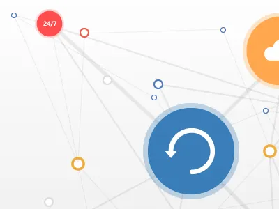 Backups, redundant and SLA flat icon infography lines network