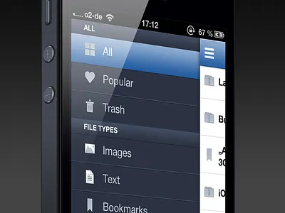 Cloudie Off Canvas Navigation Design app app development interface ios ios design navigation sidebar ui user interface