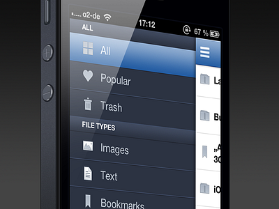 Cloudie Off Canvas Navigation Design app app development interface ios ios design navigation sidebar ui user interface