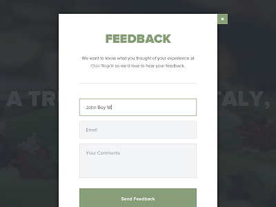 Feedback Overlay clean feedback flat green minimal overlay restaurant ui white