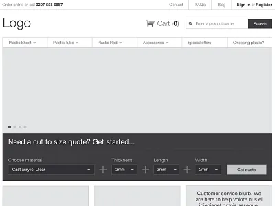 IA + hierarchy content hierarchy desktop e commerce homepage information architecture interface quote form