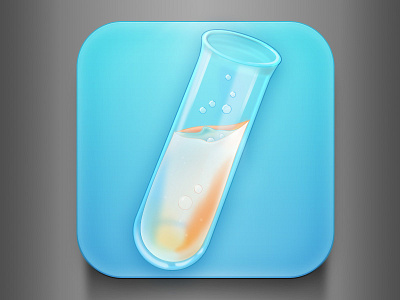 Test tube icon app glass glossy icon liquid test tube tube water