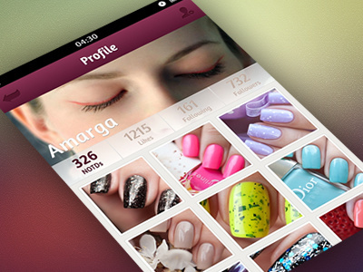 Notder Profile app community ios iphone mobile nails network photos picture profile social thumbnails ui
