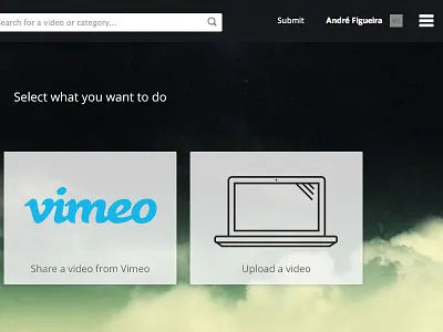 Share a video design share ui upload video vimeo website youtube